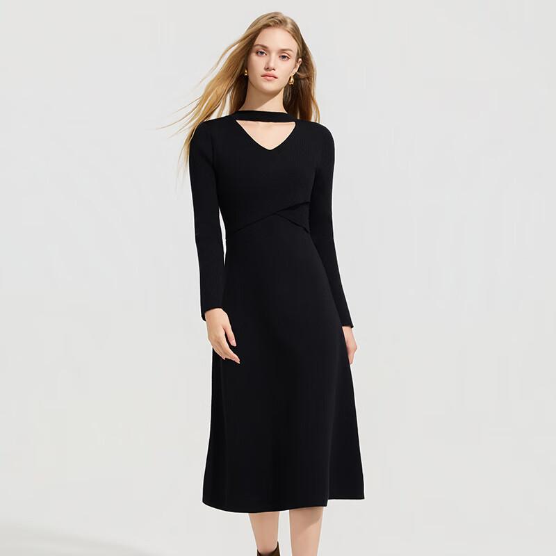 Tatu Autumn/Winter Hepburn Style Long Sleeve Knitted Dress L