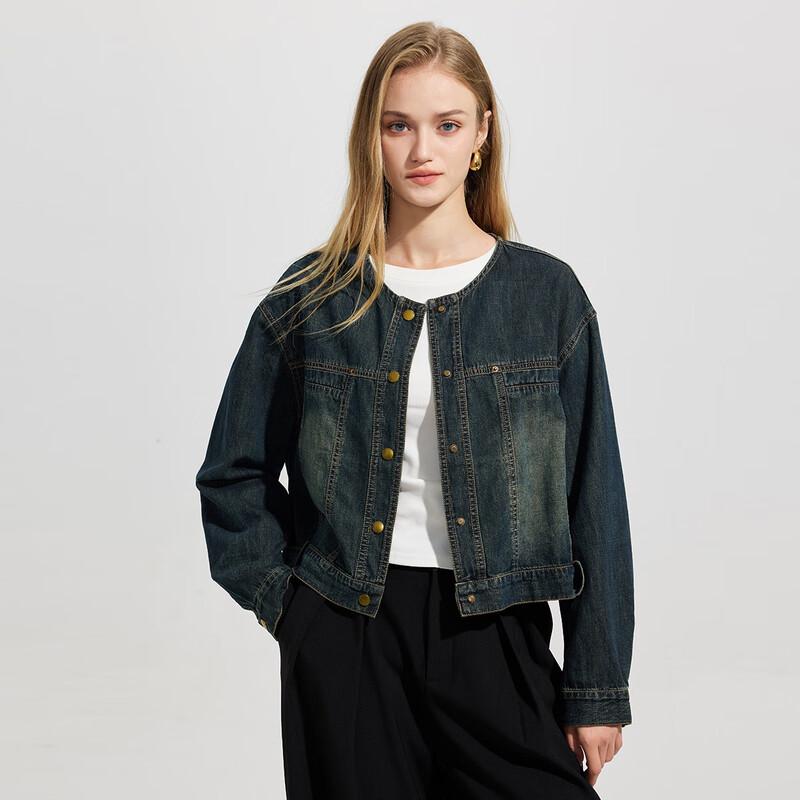 Женская укороченная джинсовая куртка Tatu в винтажном стиле M